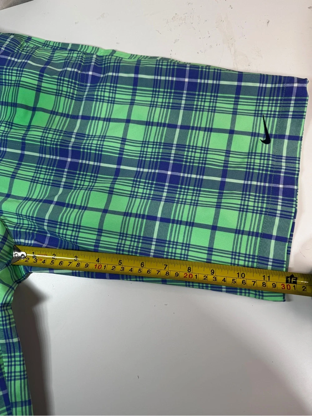 Nike Golf Tour Performance Plaid Preppy Classic Club Shorts XL Lime Green Blue